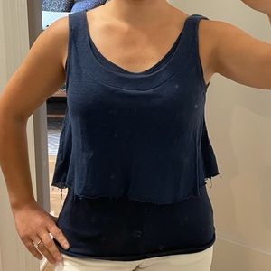 Layered navy tank with keyhole back